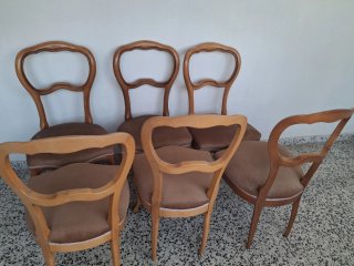 Juego 6 Sillas Estilo Isabelino Madera