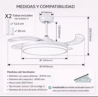 Lampada LED con ventilatore da soffitto 50cm