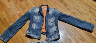 Chaqueta vaquera con forro naranja