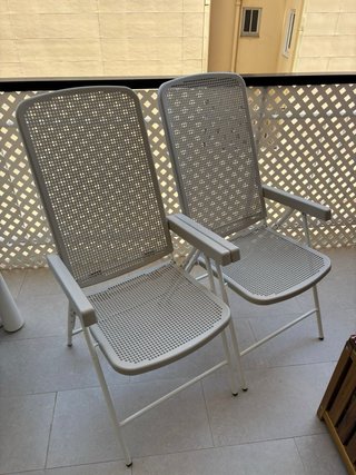 2 Sedie Reclinabili Beige/Bianco