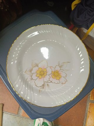Vajilla Italiana Porcelana Flores Doradas