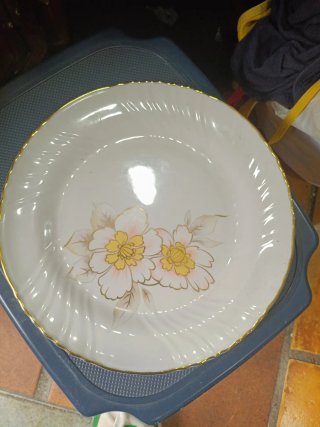 Vajilla Italiana Porcelana Flores Doradas