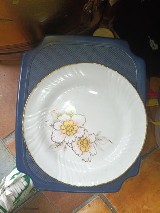 Vajilla Italiana Porcelana Flores Doradas