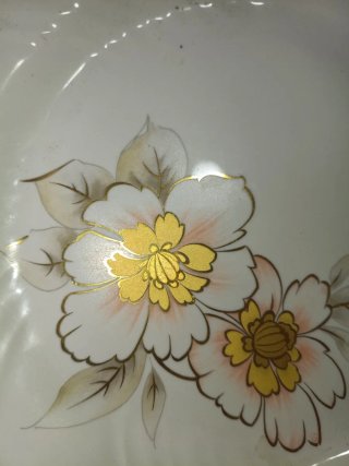 Vajilla Italiana Porcelana Flores Doradas