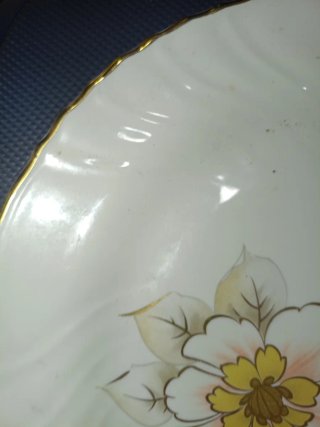Vajilla Italiana Porcelana Flores Doradas