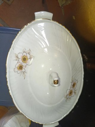 Vajilla Italiana Porcelana Flores Doradas
