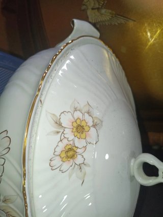 Vajilla Italiana Porcelana Flores Doradas