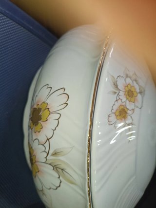 Vajilla Italiana Porcelana Flores Doradas