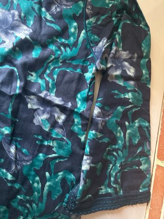 Djellaba Marroquí Azul y Verde con Capucha Hecha a