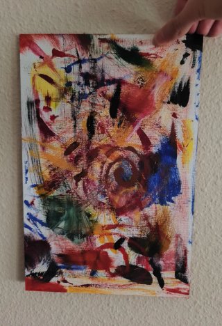 Quadro astratto multicolore acrilico su tela