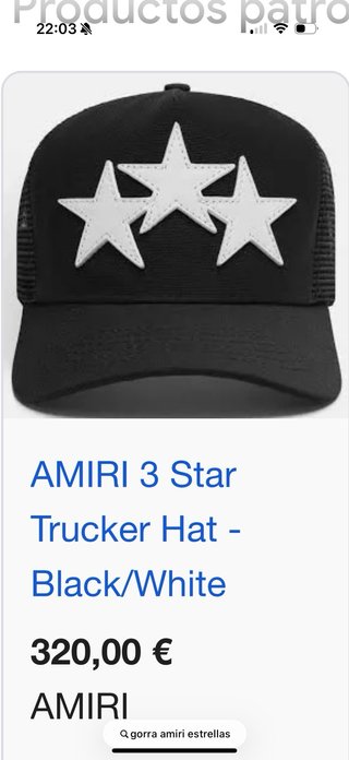 Gorra Amiri Negra con Estrellas Blancas