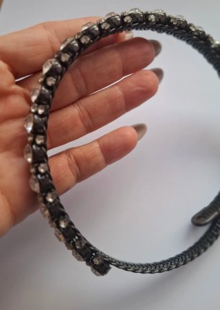 Collar joya metal negro Zara Cristales Brillantes