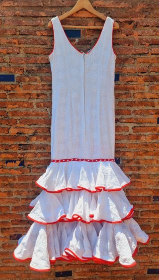Traje de FlamenK Sevilla Blanco Perforado T.40