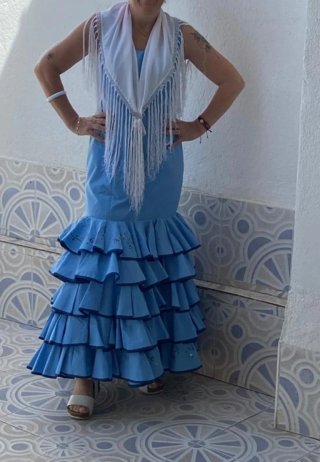 Vestido Flamenca Volantes Azul