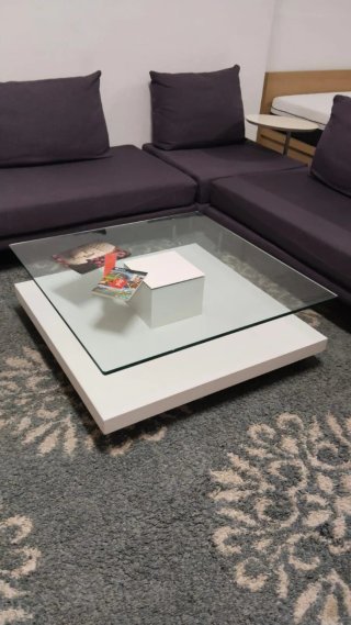 Sofá modular tela gris y morado