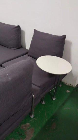 Sofá modular tela gris y morado