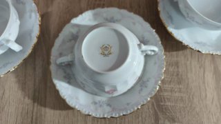 Juego 6 tazas consomé porcelana oro