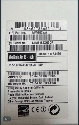 MacBook Air 13 8GB/256GB Argento A1466