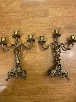 Pareja Candelabros Bronce Vintage