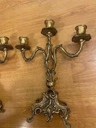 Pareja Candelabros Bronce Vintage