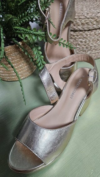 Sandalias de tacón GREEN COAST doradas talla 38
