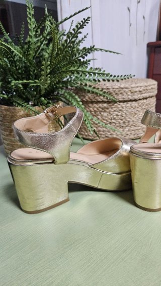 Sandalias de tacón GREEN COAST doradas talla 38