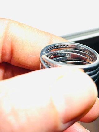 Anello Argento Intrecciato con Zirconi Misura 14