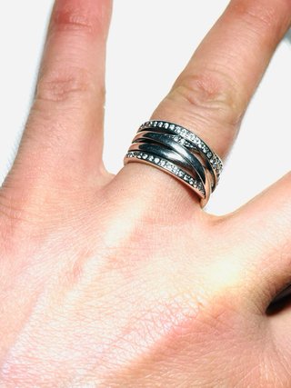 Anello Argento Intrecciato con Zirconi Misura 14