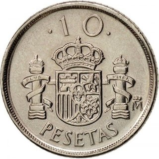 7 monedas distintasde 10 pesetas de Juan Carlos I