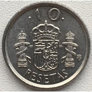 7 monedas distintasde 10 pesetas de Juan Carlos I