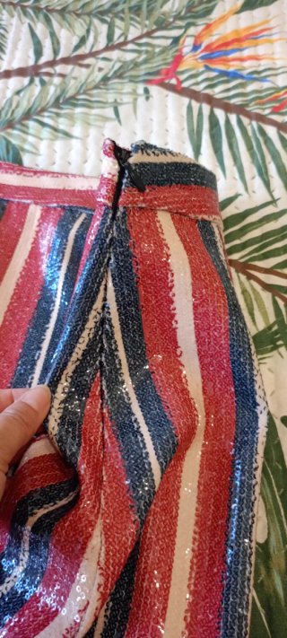 Minigonna Zara Paillettes Righe Rosse Blu