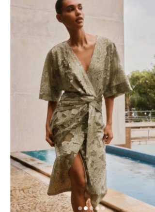 Kimono de fiesta   verde caqui ligeramente dorado