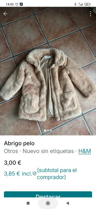 Abrigo pelo niña H&M beige