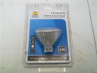 10 x faretto MR16 - 4 led - Luce Calda - 4W 12VDC