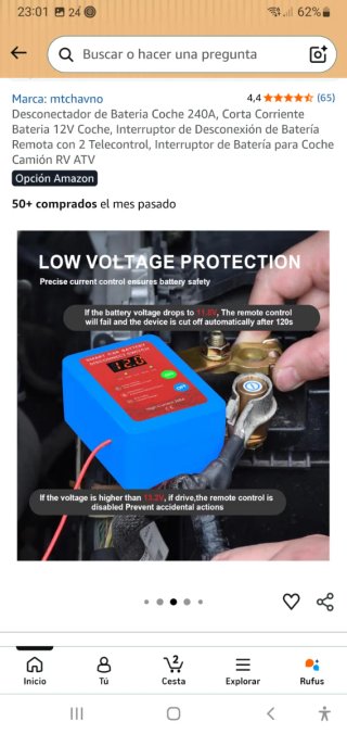 Cortacorrientes Batería Coche 12V 240A