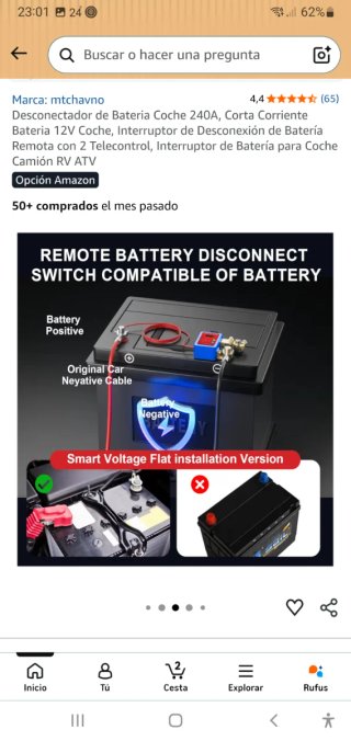 Cortacorrientes Batería Coche 12V 240A