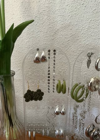 Pendientes flor verde hechos a mano crochet