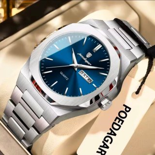 Reloj Poedagar Hombre Azul y Plateado