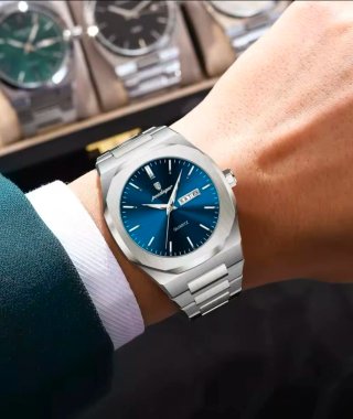 Reloj Poedagar Hombre Azul y Plateado