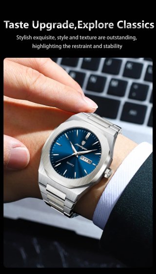 Reloj Poedagar Hombre Azul y Plateado
