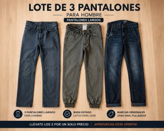 Lote 3 Pantalones Hombre Zara y Pull&Bear