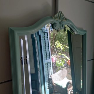 Cómoda Vintage Azul Claro • Mueble Tocador +Espejo