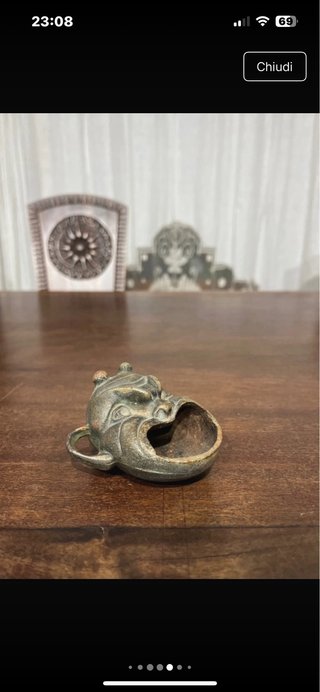 Posacenere Vintage Testa di Diavolo in Bronzo / Ot