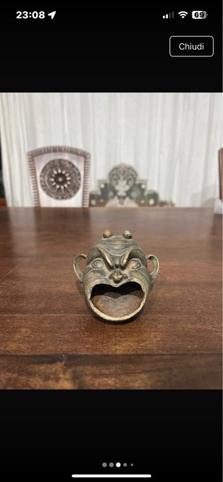 Posacenere Vintage Testa di Diavolo in Bronzo / Ot