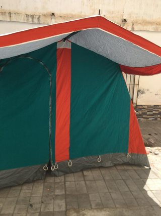 Tienda de campaña carpa naranja y verde