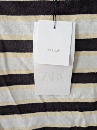 Camiseta Zara Rayas Beige y Negra