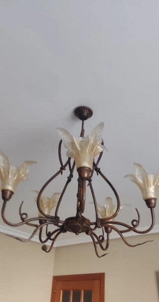 Lámpara de salón de cristal y metal