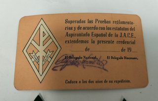 Antiguas Insignias J.A.C.E. y Credencial
