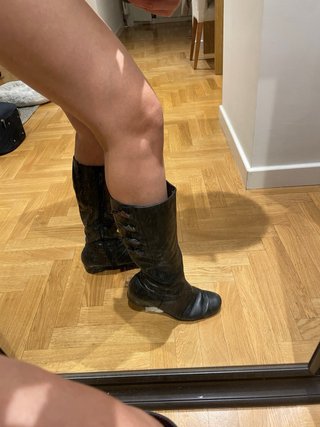 Botas altas vintage cuero negro multicolor