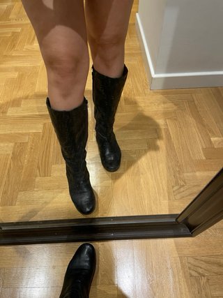 Botas altas vintage cuero negro multicolor